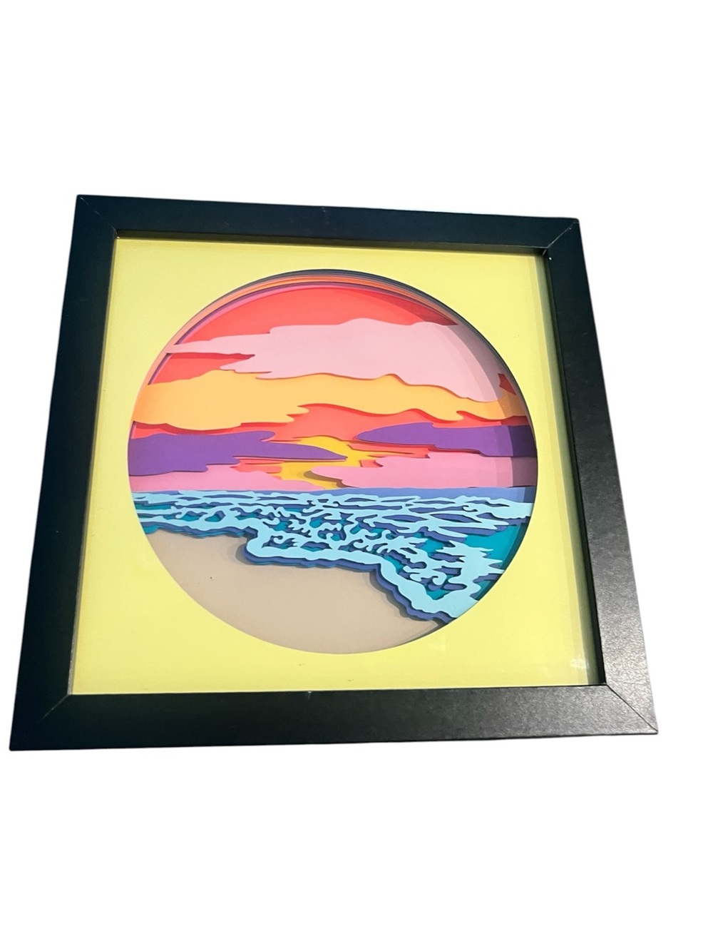 Layered Life Paper Art Coastal Shoreline Framed